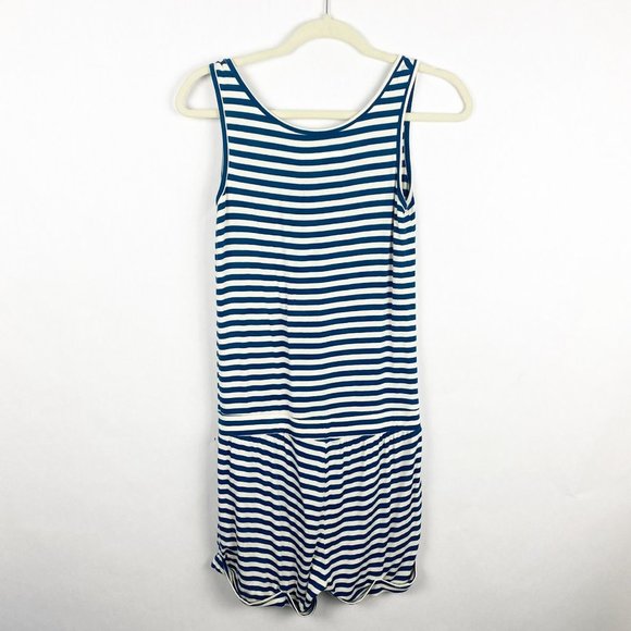 Kavu Womens Striped Romper Size XS Shorts Pockets Blue White Sleeveless Casual - Picture 8 of 8